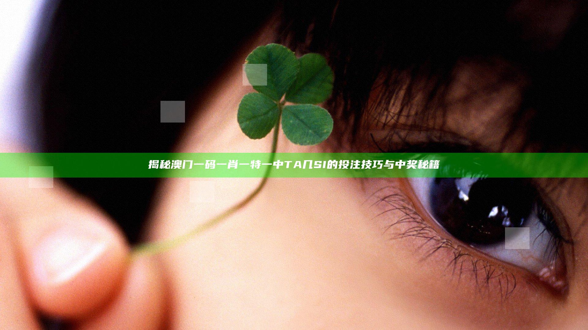 揭秘澳门一码一肖一特一中TA几SI的投注技巧与中奖秘籍